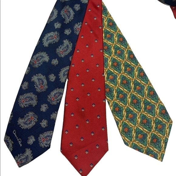 Vintage designer mens ties Oscar de la Renta, Christian Dior, Valentino - Picture 2 of 4
